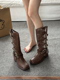 Bottines Femme Moto Hautes Style Britannique - Freedom Boots