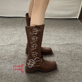 Bottines Femme Moto Hautes Style Britannique - Freedom Boots