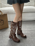 Bottines Femme Moto Hautes Style Britannique - Freedom Boots