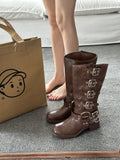 Bottines Femme Moto Hautes Style Britannique - Freedom Boots