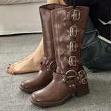 Bottines Femme Moto Hautes Style Britannique - Freedom Boots Marron / 35