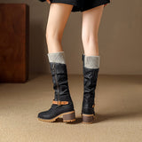 Bottines Femme Moto Hautes Vintage - Black City