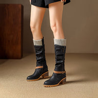 Bottines Femme Moto Hautes Vintage - Black City Noir / 35.5