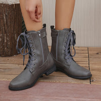 Bottines Femme Moto Mi-Mollet - Wild Biker Gris / 36