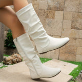 Bottines Femme Moto Plates Hautes - Storm Boots Blanc / 36