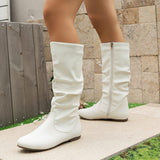 Bottines Femme Moto Plates Hautes - Storm Boots Blanc / 38