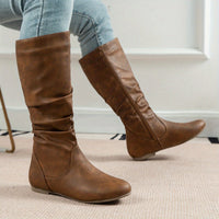 Bottines Femme Moto Plates Hautes - Storm Boots marron / 41