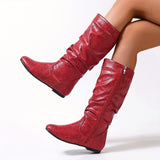 Bottines Femme Moto Plates Hautes - Storm Boots rouge / 35.5