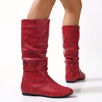 Bottines Femme Moto Plates Hautes - Storm Boots rouge / 36