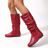 Bottines Femme Moto Plates Hautes - Storm Boots rouge / 37.5