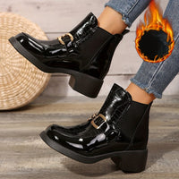 Bottines Femme Noires Vernis Confortables - Bold Shine Noir - Velours / 36