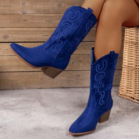 Bottines Hautes Santiag Femme - Western Queen Bleu roi / 35