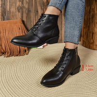 Bottines Noires Femme Minimaliste à Lacets - Good Boots