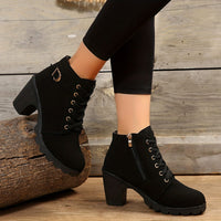 Bottines Noires Femme Tendances à Lacets - Black Style