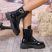 Bottines Noires Femme Vernis à Lacets - Lustre Urbain Noir / 35