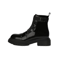Bottines Noires Femme Vernis Style Britannique - British Glam