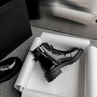Bottines Noires Femme Vernis Style Britannique - British Glam