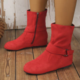 Bottines Rouge Femme Plates à Enfiler - Inferno Boots