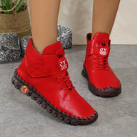 Bottines Rouge Femme Plates Confortables - Passion Boots