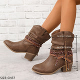 Bottines Santiag Femme Avec Tresse Latérale - Savannah Boots
