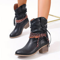 Bottines Santiag Femme Avec Tresse Latérale - Savannah Boots