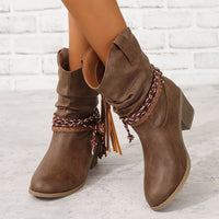 Bottines Santiag Femme Avec Tresse Latérale - Savannah Boots Brun / 38