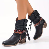 Bottines Santiag Femme Avec Tresse Latérale - Savannah Boots Noir / 36