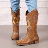 Bottines Santiag Femme Brodées  - Nevada Spirit Jaune Brun / 35.5
