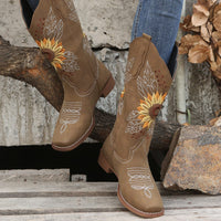 Bottines Santiag Femme Brodées  - Nevada Spirit Kaki / 35.5