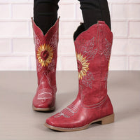 Bottines Santiag Femme Brodées  - Nevada Spirit Rouge / 35.5