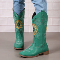 Bottines Santiag Femme Brodées  - Nevada Spirit Vert / 35.5