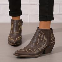 Bottines Santiag Femme Brodées Rétro - Ranch Luxe