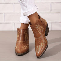 Bottines Santiag Femme Brodées Rétro - Ranch Luxe