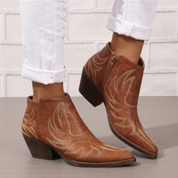 Bottines Santiag Femme Brodées Rétro - Ranch Luxe