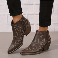 Bottines Santiag Femme Brodées Rétro - Ranch Luxe Couleur café / 42.5