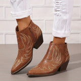 Bottines Santiag Femme Brodées Rétro - Ranch Luxe Jaune marron / 35