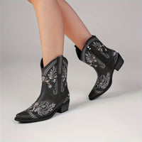 Bottines Santiag Femme Elégantes Motif Floral - Glam West