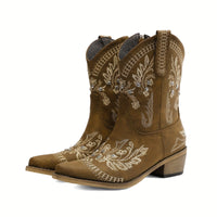 Bottines Santiag Femme Elégantes Motif Floral - Glam West Caramel / 36