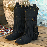Bottines Santiag Femme Hautes Avec Franges - Rebel Cowgirl noir / 37.5