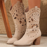 Bottines Santiag Femme Hautes Découpées - Dusty Road Abricot / 36