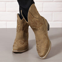 Bottines Santiag Femme  Motif Floral - Sierra Style Jaune Brun / 35.5