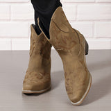 Bottines Santiag Femme  Motif Floral - Sierra Style Jaune Brun / 35.5